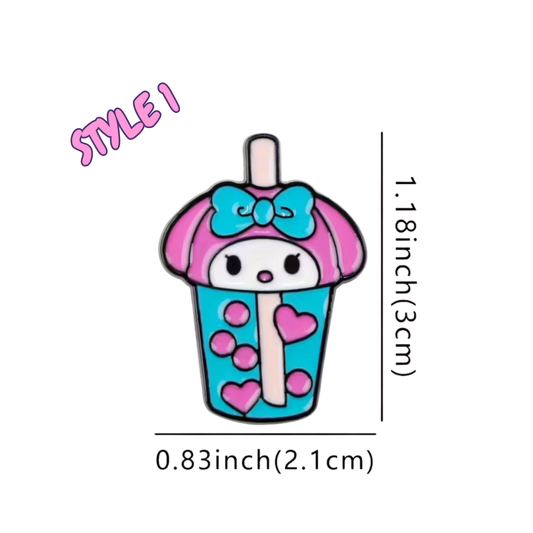 Cartoon character in a cup with a straw, dimensions labeled on a white background