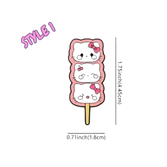 Cartoon character on a popsicle stick with measurements on a white background