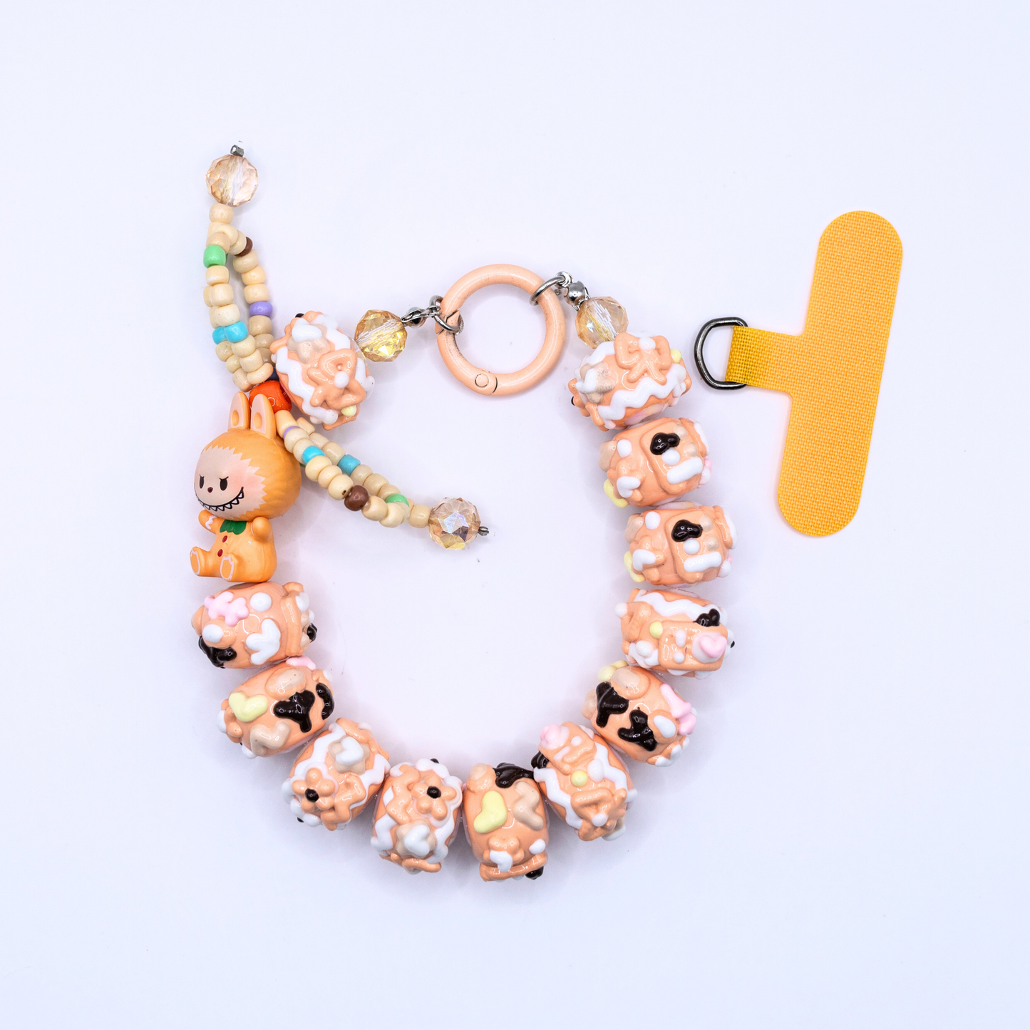 Handmade LABUBU Gingerbread Man POP BEAN Keychain Phone Charm