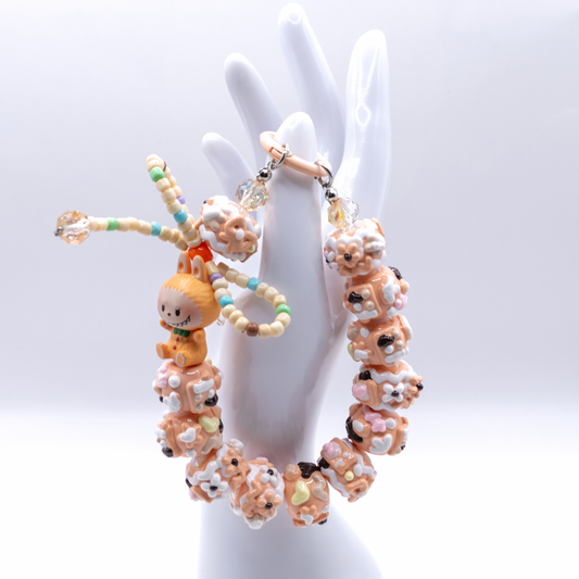 Handmade LABUBU Gingerbread Man POP BEAN Keychain Phone Charm