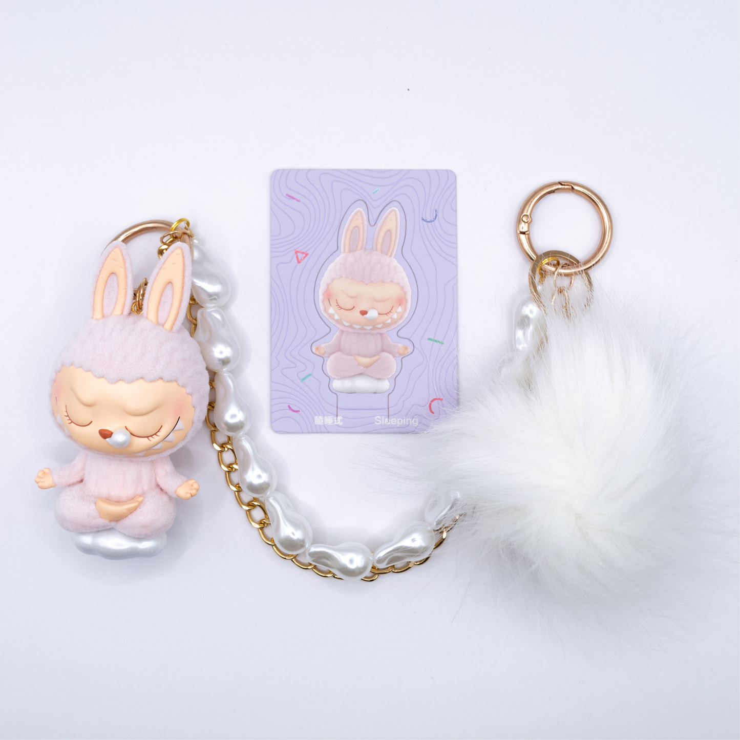 HANDMADE Labubu Lazy Yoga Series SLEEPING Perlenketten-Taschenanhänger