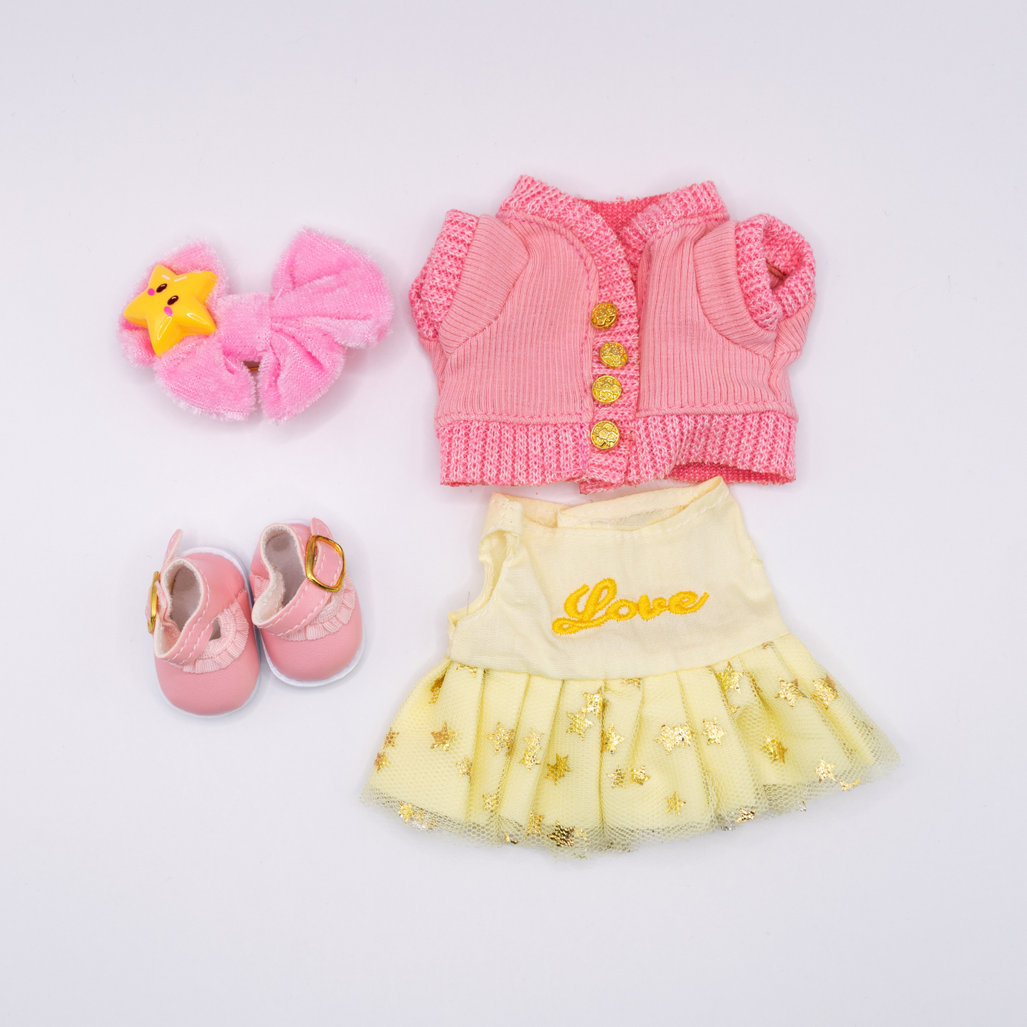 Cute 17cm Doll Clothes Dress Cardigan 4-Piece Set