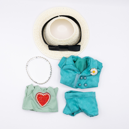 K-Pop Idol Designer Inspired Blue Suit 17cm Doll Clothes 5-Piece Set
