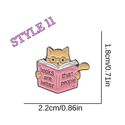 Cat reading a book with text 'books are better than people' on a white background, labeled 'Style 11'.