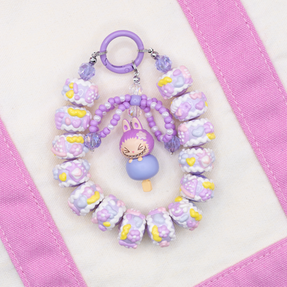 Handmade LABUBU Taro Paste POP BEAN Keychain Phone Charm