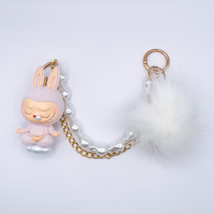 HANDMADE Labubu Lazy Yoga Series SLEEPING Perlenketten-Taschenanhänger