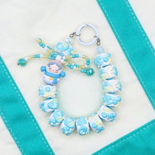 Handmade SKULLPANDA Snow Angel POP BEAN Keychain Phone Charm