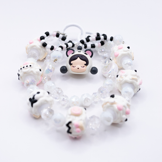 Handmade SKULLPANDA Hanging Big Panda POP BEAN Keychain Phone Charm