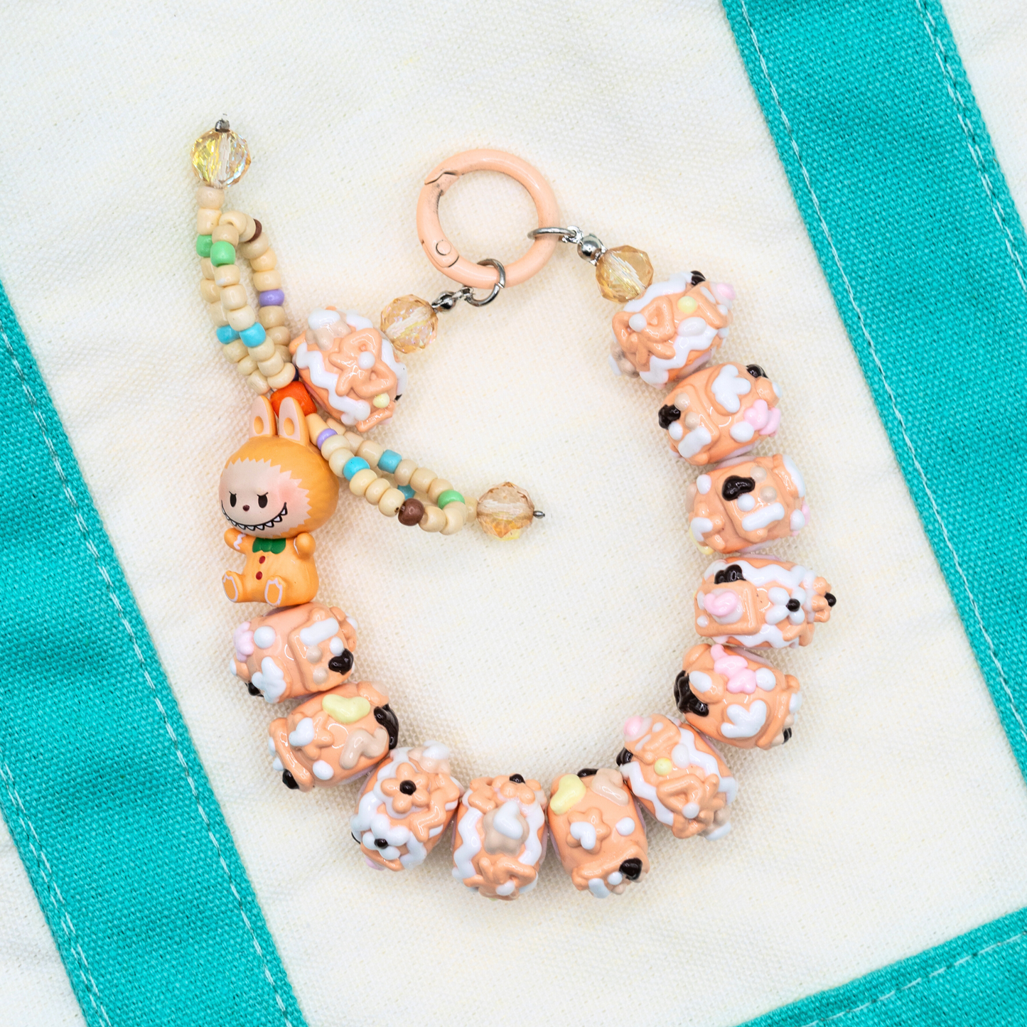Handmade LABUBU Gingerbread Man POP BEAN Keychain Phone Charm