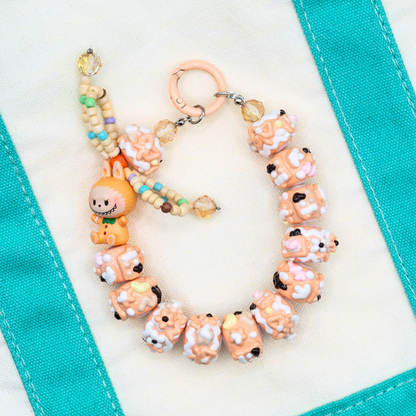 Handmade LABUBU Gingerbread Man POP BEAN Keychain Phone Charm