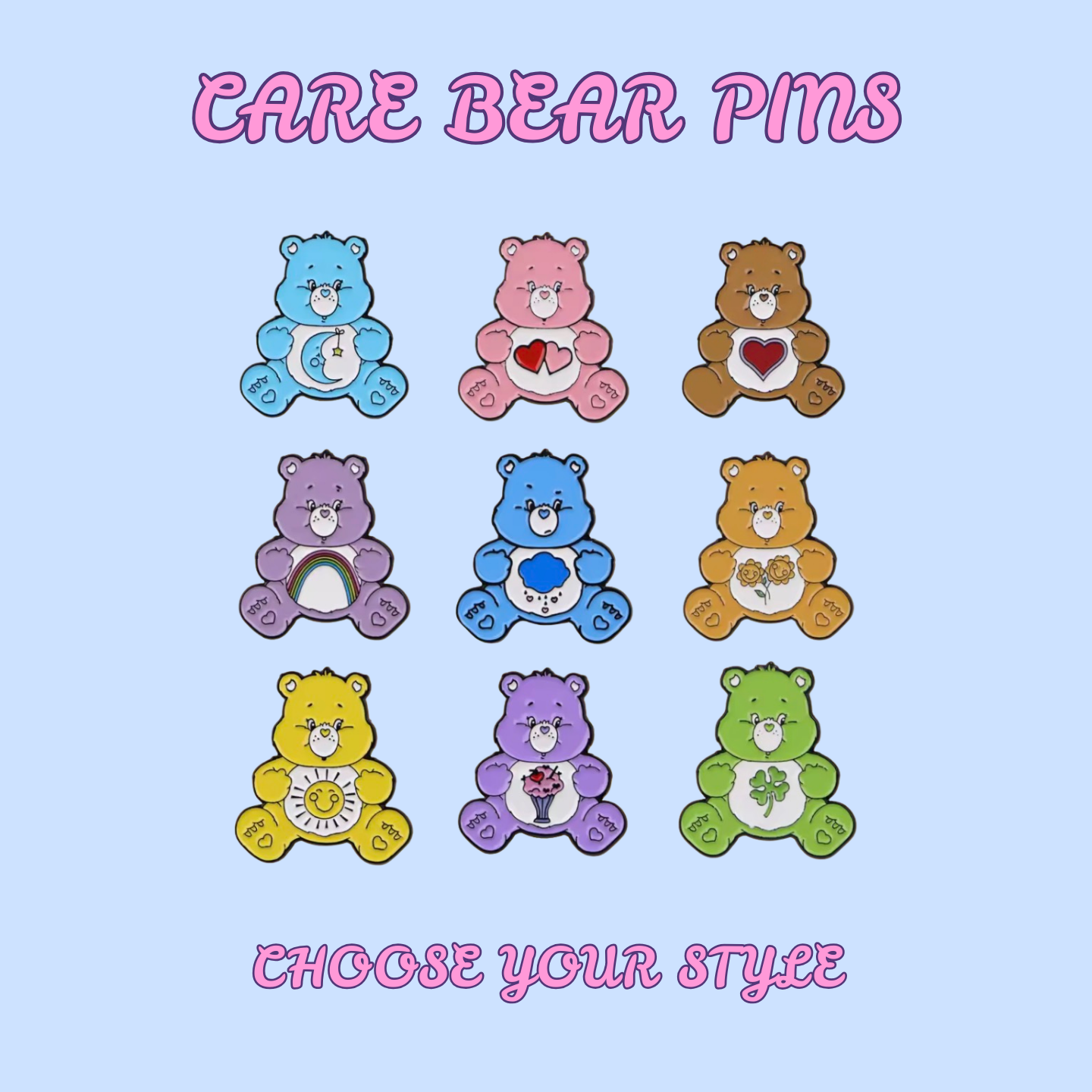Care Bear Enamel Pins Various Designs