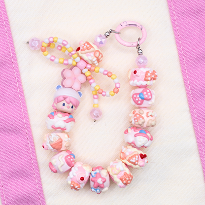 Handmade SWEET BEAN Cherry Blossom Jelly POP BEAN Keychain Phone Charm