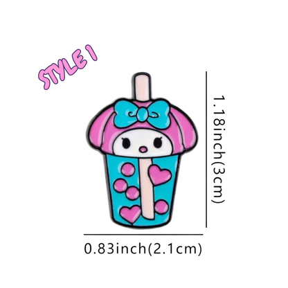 Cartoon character in a cup with a straw, dimensions labeled on a white background