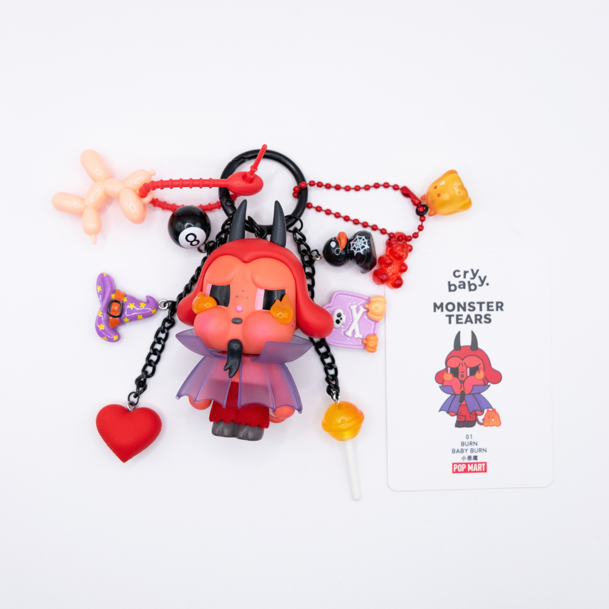 HANDMADE CRYBABY Monster Tears BURN BABY BURN Bag Charm Keychain