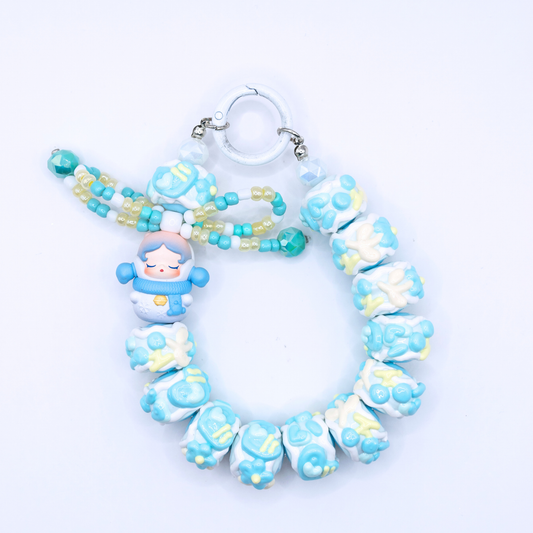 Handmade SKULLPANDA Snow Angel POP BEAN Keychain Phone Charm