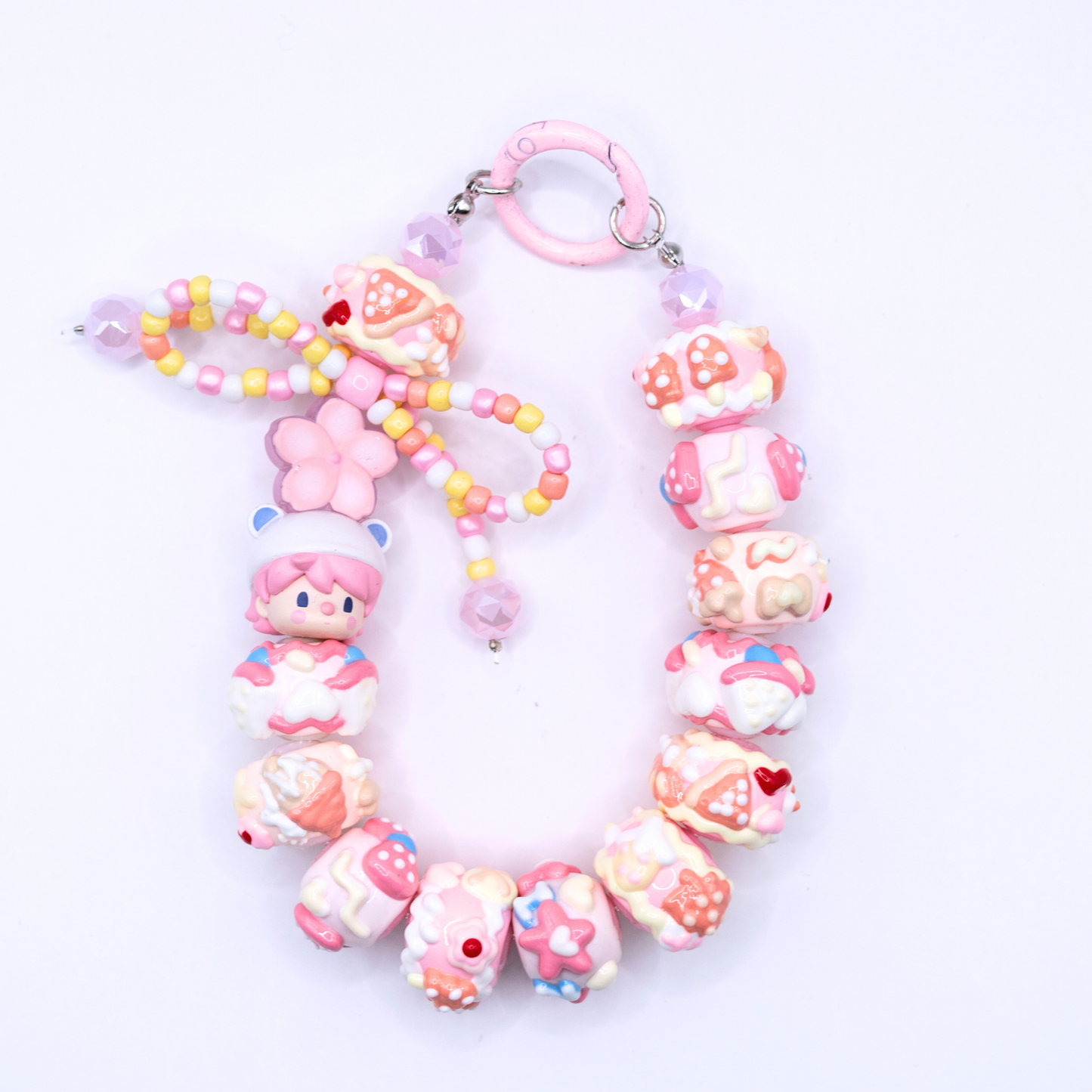 Handmade SWEET BEAN Cherry Blossom Jelly POP BEAN Keychain Phone Charm