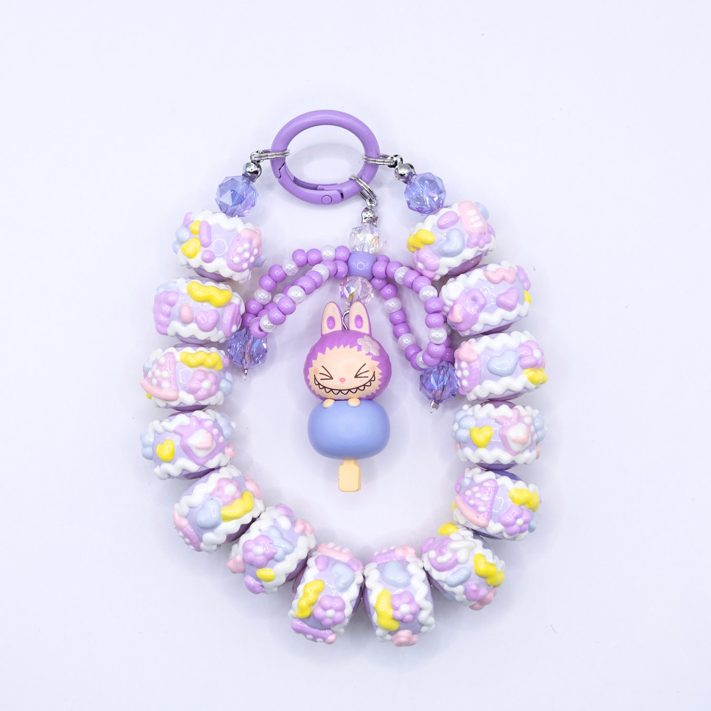 Handmade LABUBU Taro Paste POP BEAN Keychain Phone Charm