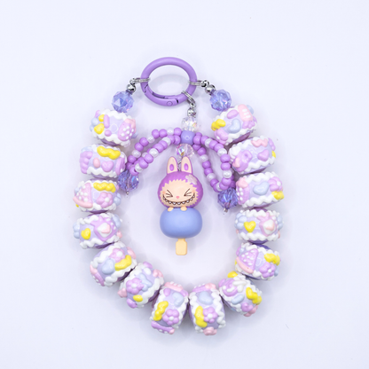 Handmade LABUBU Taro Paste POP BEAN Keychain Phone Charm