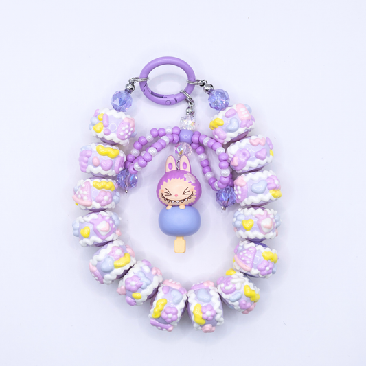 Handmade LABUBU Taro Paste POP BEAN Keychain Phone Charm