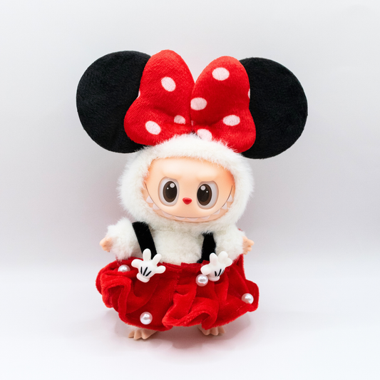 Niedliche 17cm Puppenkleidung Minnie-Ohren Kleid 2-teiliges Set