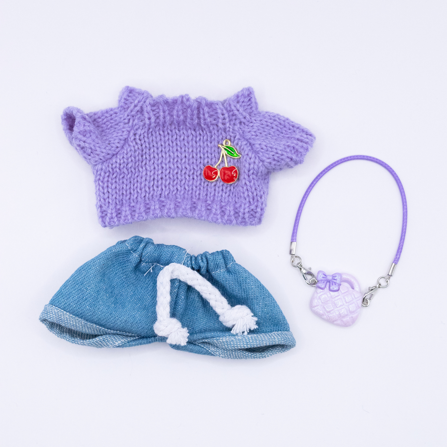 Cute 17cm Doll Clothes Knit Sweater 3-Piece Dress Set