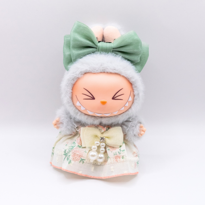 Cute 17cm Doll Clothes Floral Dress Bow 2-Piece Set