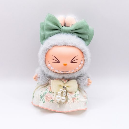 Cute 17cm Doll Clothes Floral Dress Bow 2-Piece Set