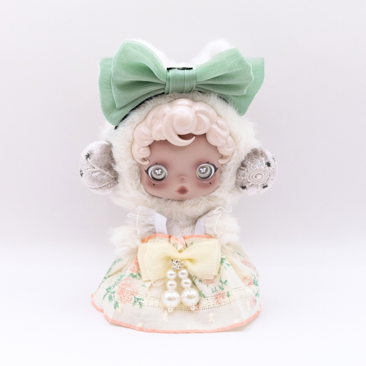 Cute 17cm Doll Clothes Floral Dress Bow 2-Piece Set