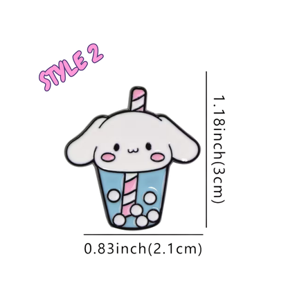 Kawaii-style cup with straw and measurement details on a white background