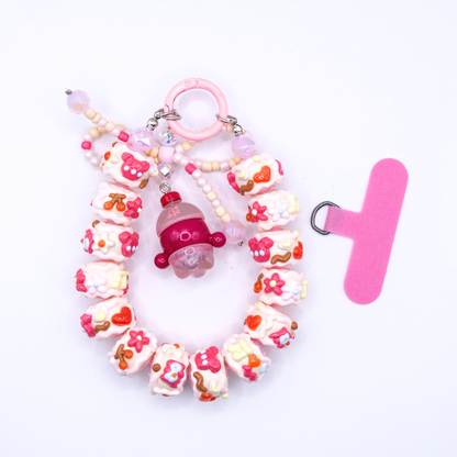 Handmade SKULLPANDA Peach POP BEAN Keychain Phone Charm