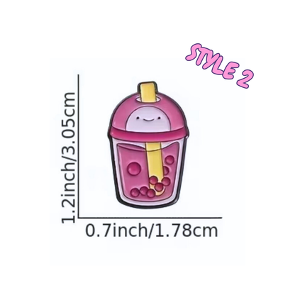 Illustration of a pink bubble tea with measurements on a white background