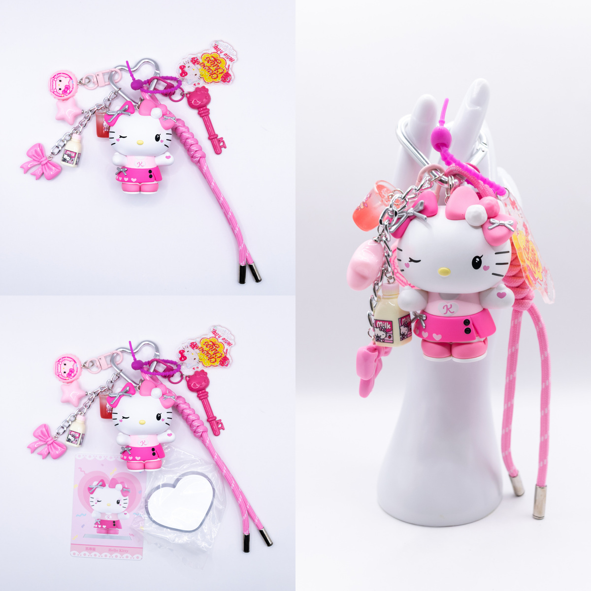 Porte-clés pendentif de sac HELLO KITTY AND FRIENDS Pink Party Series fait à la main
