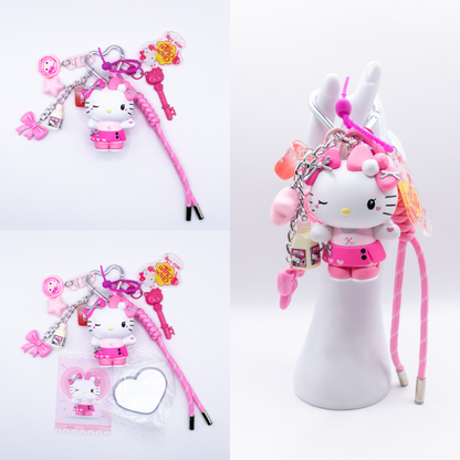 Porte-clés pendentif de sac HELLO KITTY AND FRIENDS Pink Party Series fait à la main