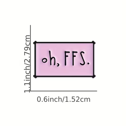 Pink square with 'oh, FFS.' text and measurements on a white background