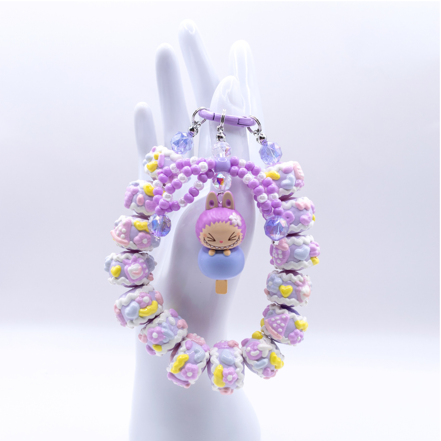 Handmade LABUBU Taro Paste POP BEAN Keychain Phone Charm