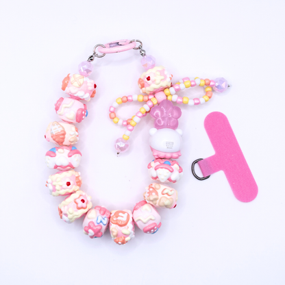 Handmade SWEET BEAN Cherry Blossom Jelly POP BEAN Keychain Phone Charm