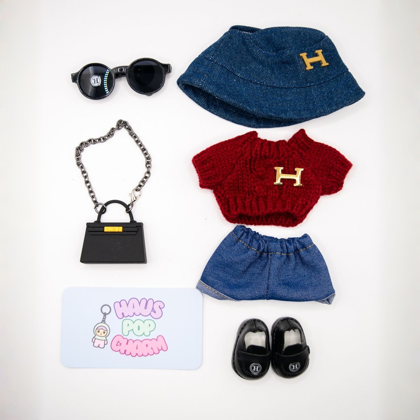 Hochwertiges, luxuriöses, von Designern inspiriertes Puppenkleidungsset, 6-teilig