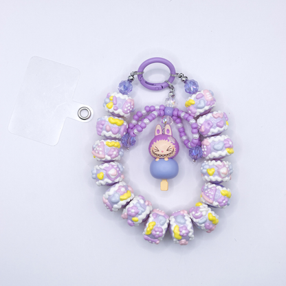 Handmade LABUBU Taro Paste POP BEAN Keychain Phone Charm
