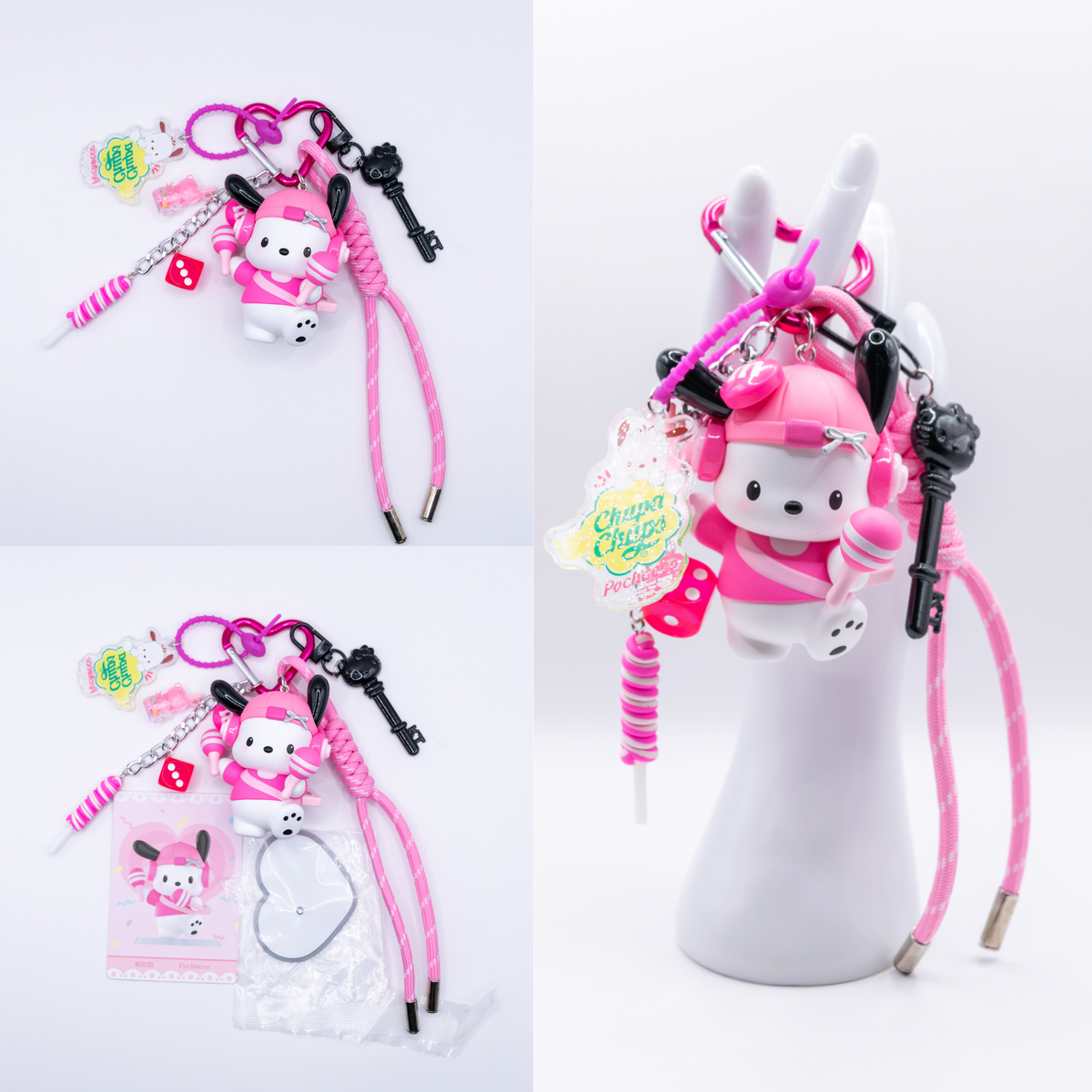 Porte-clés pendentif de sac HELLO KITTY AND FRIENDS Pink Party Series fait à la main