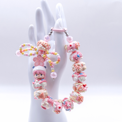 Handmade SWEET BEAN Cherry Blossom Jelly POP BEAN Keychain Phone Charm