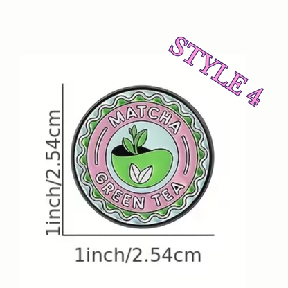 Matcha green tea badge with dimensions and 'Style 4' text