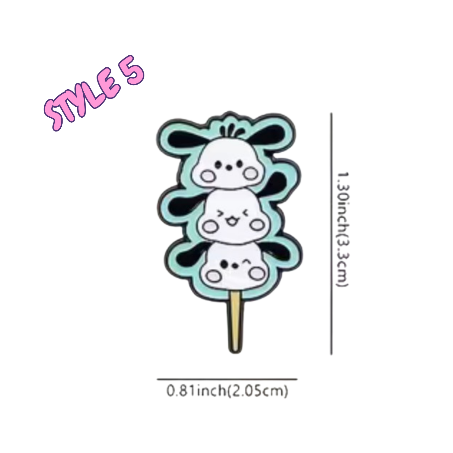 Cartoon character on a stick with dimensions labeled, styled as 'Style 5'.