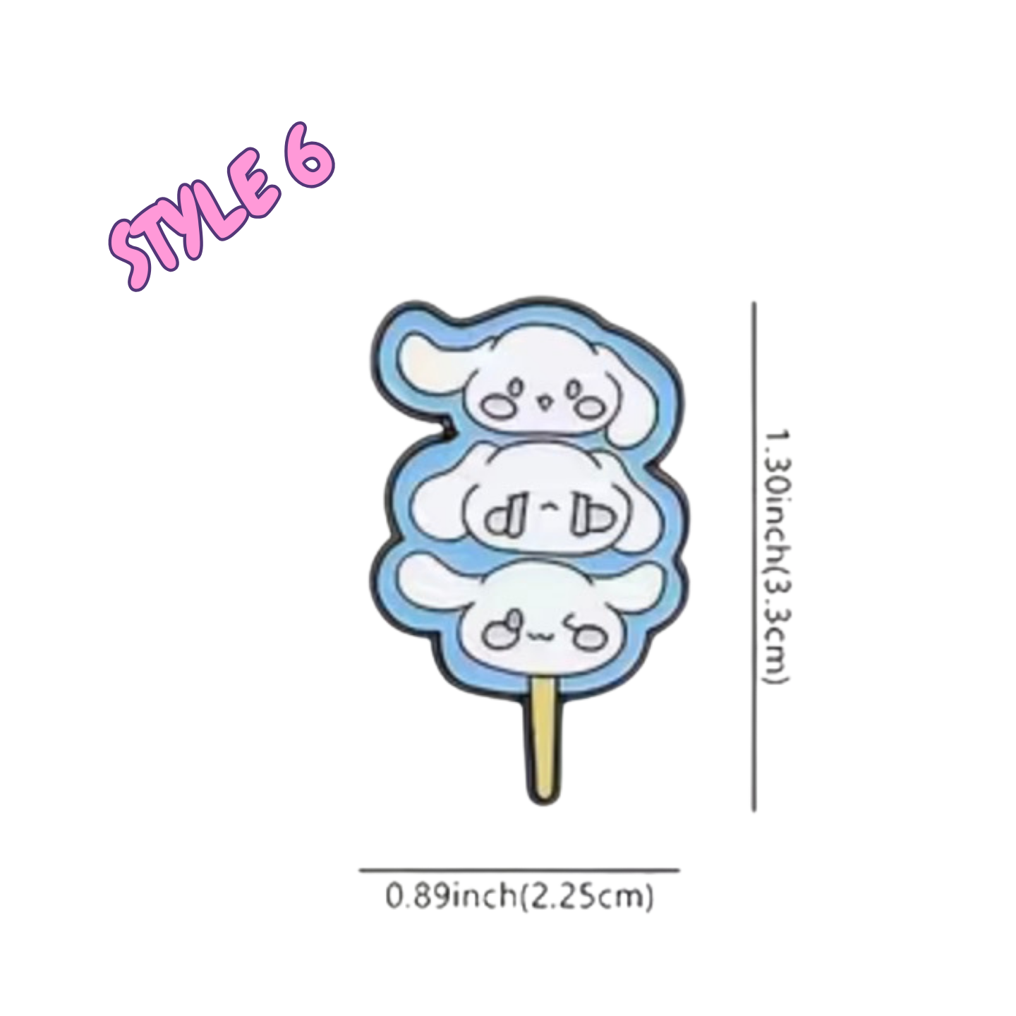 Cute cartoon cloud design on a stick with measurements on a white background