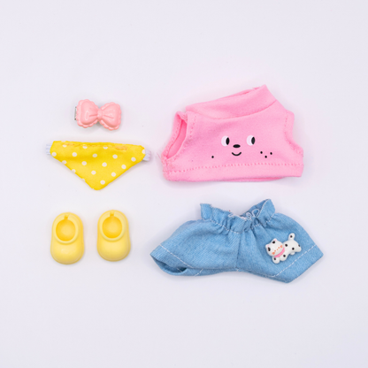 Cute Mini Labubu 10cm Doll Clothes 5-Piece Set Various Colors