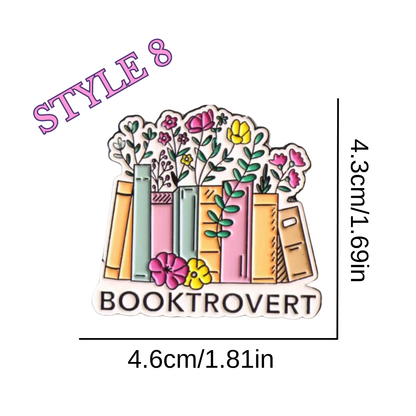 Pin showing books covered with flowers and the word 'BOOKTROVERT"