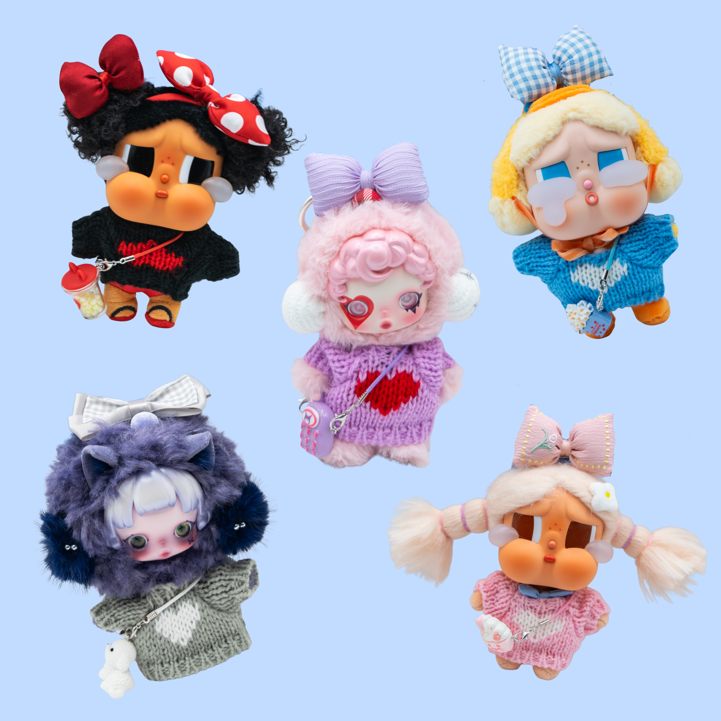 Cute 17cm Doll Clothes 3-Piece Set Various Colors